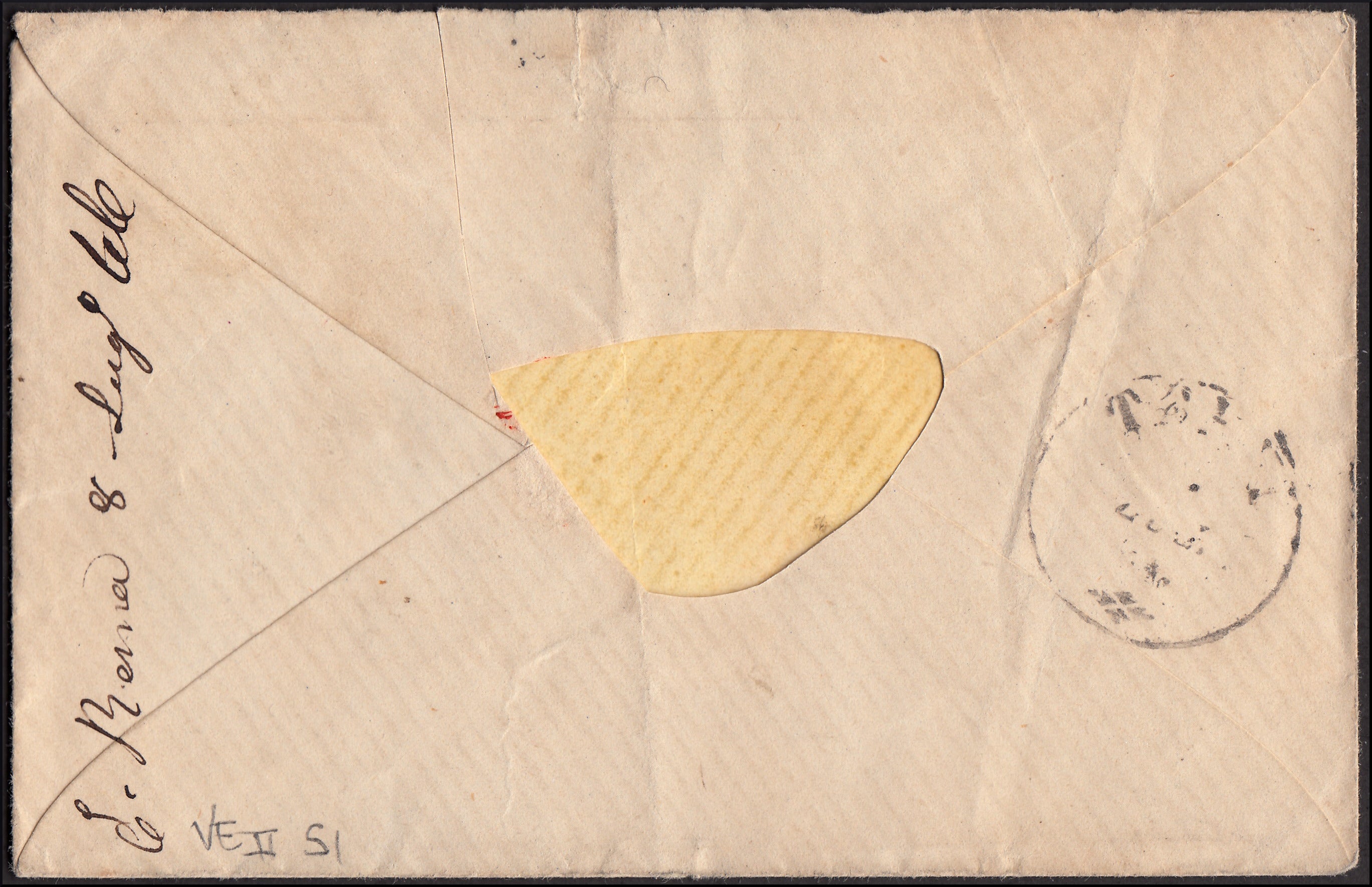 F13_45 - 1865 - Lettera spedta da Roma per Terni 9/7/65 affrancata con 2 baj e tassata in arrivo per 20 centesim con segnatasse n. 1 (3Aa).