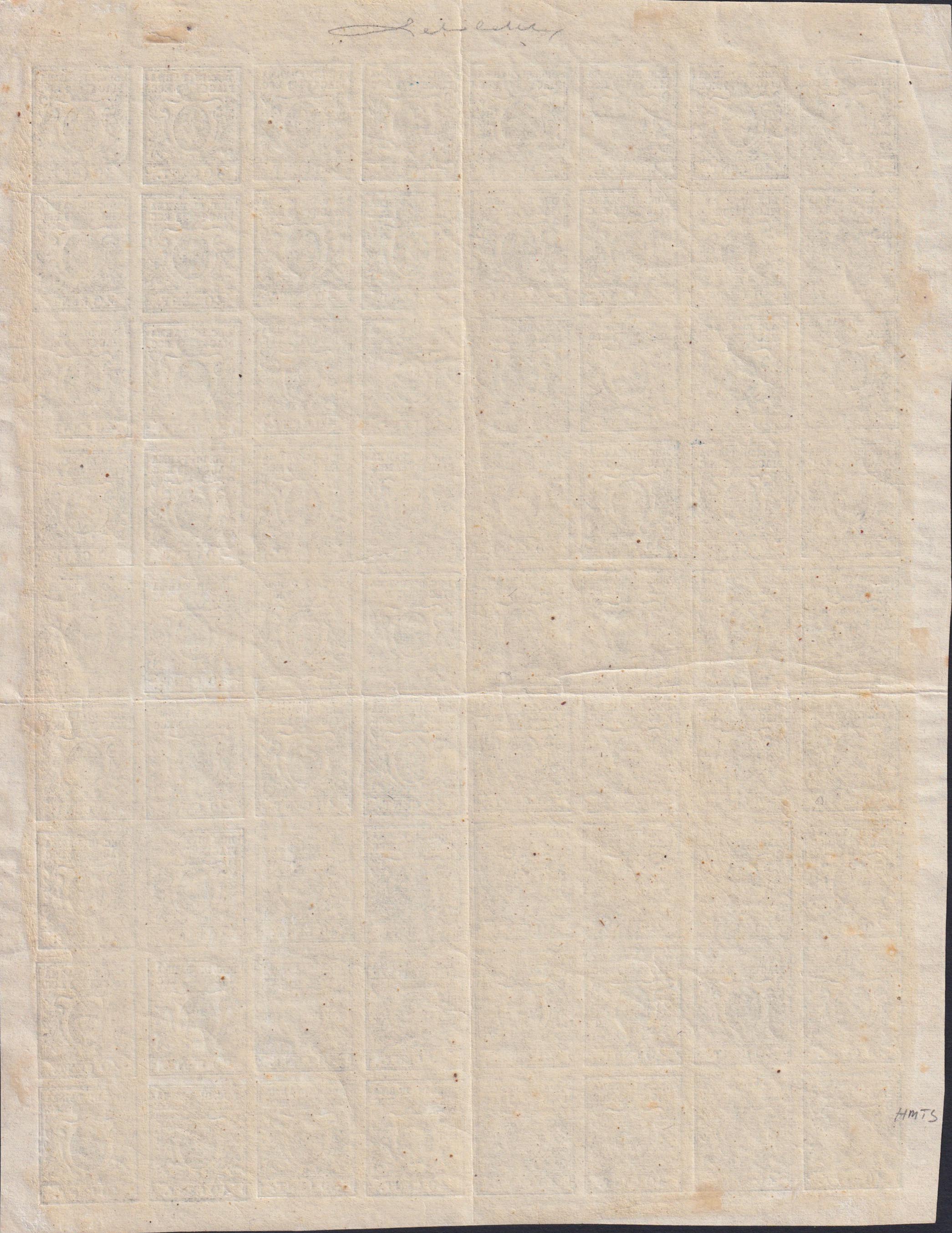 F14-200 - 1857 - Ducato di Parma, III emissione c. 40 azzurro foglio completo di 72 esemplari nuovo con gomma (11, 11b, 11e) (copia)