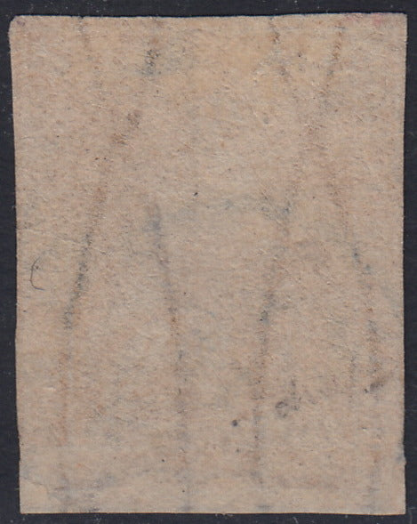 Tos146 - 1851 - Leone di Marzocco, 9 purplish brown crazie on gray paper and crown watermark used with red cancellation (8).