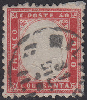 PV1987 - 1862 - Edición perforada c. 40 rosa carmín usados. (3d).