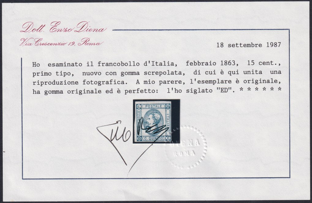 F15_157 - 1863 - Provisional lithographic issue, c. 15 light blue I type, c. 15 light blue II type. (12, 13).