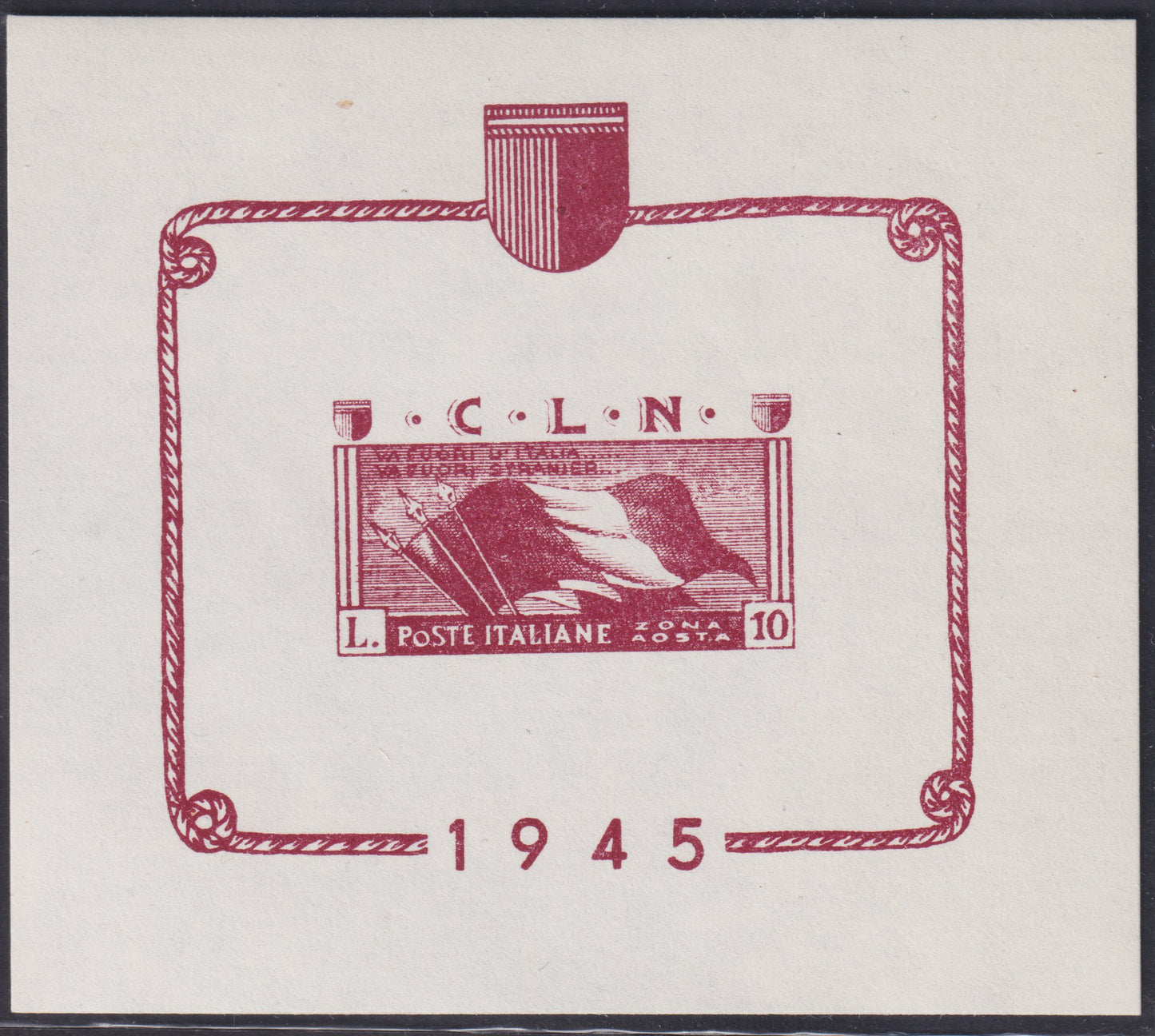 F15_195 - 1944 - Notes representing the Italian flag, 10L. Lilac and 25L. New black with intact rubber. (F1, 2). 