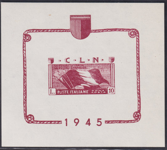 F15_195 - 1944 - Notes representing the Italian flag, 10L. Lilac and 25L. New black with intact rubber. (F1, 2). 