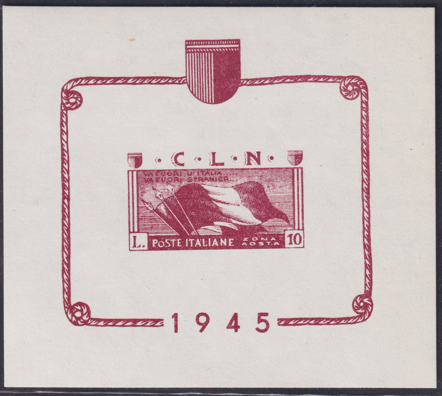 F15_195 - 1944 - Foglietti rappresentanti la bandiera Italiana, 10L. Lilla e 25L. Nero nuovi con gomma integra. (F1, 2).