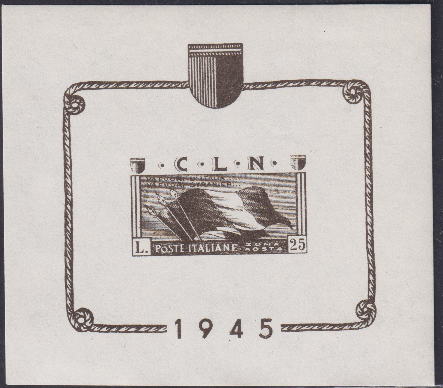 F15_195 - 1944 - Notes representing the Italian flag, 10L. Lilac and 25L. New black with intact rubber. (F1, 2). 