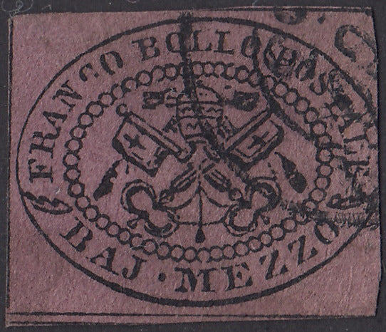 1852 - Papal State I issue 50 used blue baj (10)