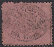 PV1304 - 1868 - III emissione c. 80 rosa lillaceo su carta lucida, proveniente da fogli da 120 esemplari (parte centrale) usato, (30b)
