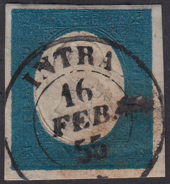 1851, 1st issue 1st lithographic transfer, c. 20 light blue (2) new with original tyre.