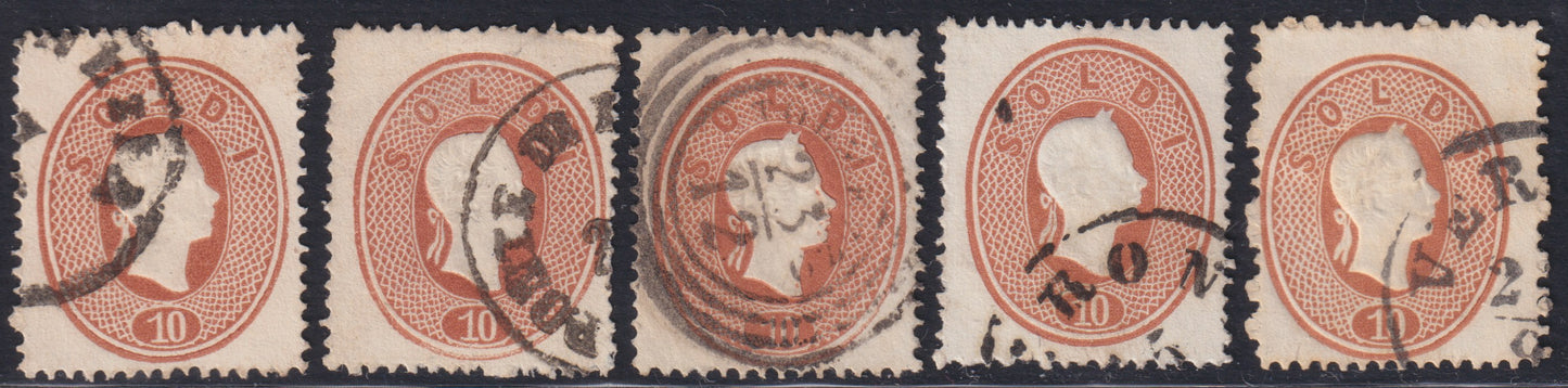 1863 - Lombardo Veneto, IV issue s.15 brown, used (40)