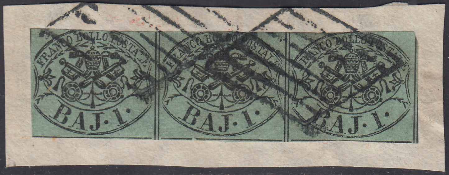 1852 - Papal State I issue 50 used blue baj (10)