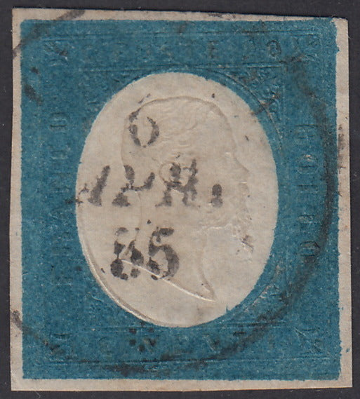 PV1405 - 1854 - III emissione c. 20 celeste usato. (8a).