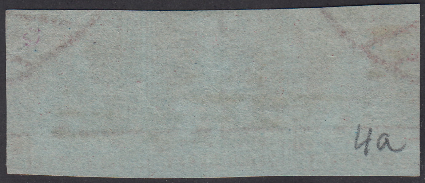 Tos146 - 1851 - Leone di Marzocco, 9 purplish brown crazie on gray paper and crown watermark used with red cancellation (8).