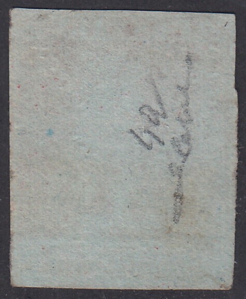 PV2160 - 1851 - Leone di Marzocco, 1 crazia carminio violaceo su carta azzurra e filigrana corona usata (4c).