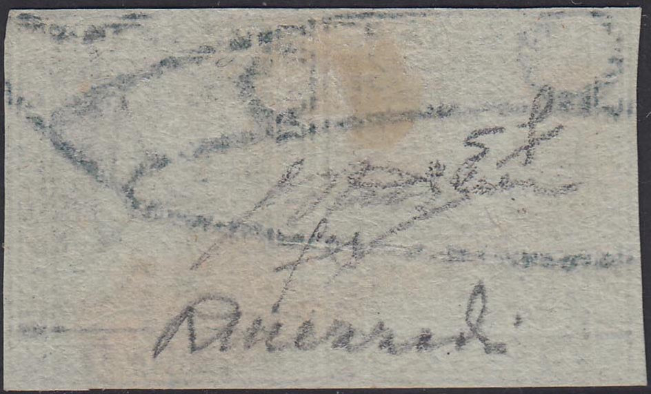 Tos146 - 1851 - Leone di Marzocco, 9 purplish brown crazie on gray paper and crown watermark used with red cancellation (8).