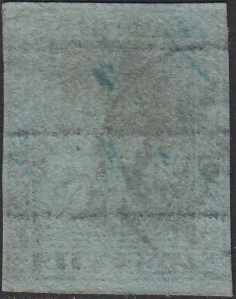 Tos146 - 1851 - Leone di Marzocco, 9 purplish brown crazie on gray paper and crown watermark used with red cancellation (8).