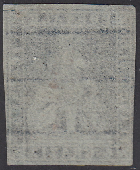 Tos146 - 1851 - Leone di Marzocco, 9 purplish brown crazie on gray paper and crown watermark used with red cancellation (8).