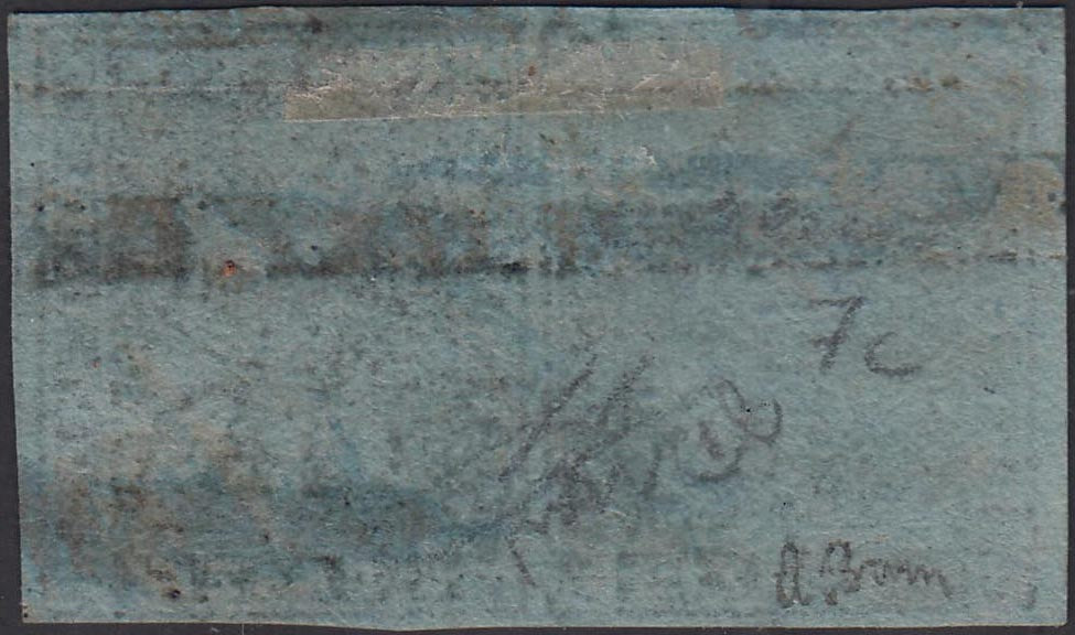 21_219 - 1851 - Leone di Marzocco, 6 crazie azzurro scuro su carta azzurra e filigrana corona coppia orizzontale usata, (7c).