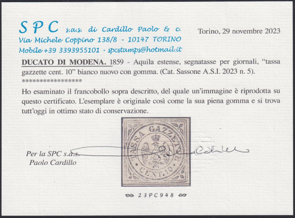 PV702 1861 - Lombardo Veneto Standard newspapers of the third issue s. 1.05 black gray used on small fragment (10g)