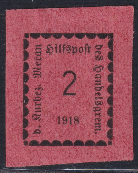 F18 - 111 MER6 - 1918 - I emissione, 2 heller rosa esemplare con decalco, nuovo con gomma (1d).