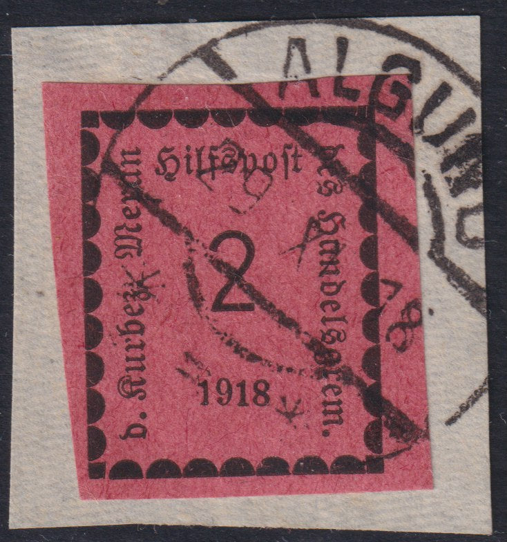 F18-112 - 1918 - 1st issue, 2 pink heller used on fragment (1).