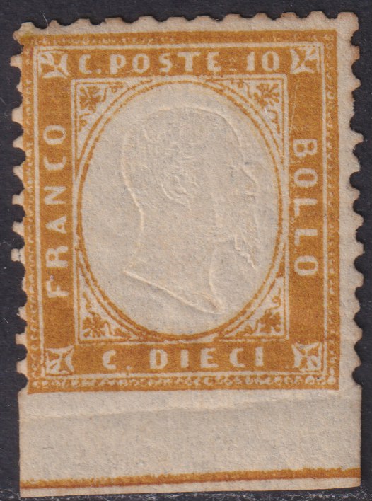 F5-123 - 1862 - Perforated issue, c. 10 used orange bistro with Bourbon cancellation from Venosa (1g).