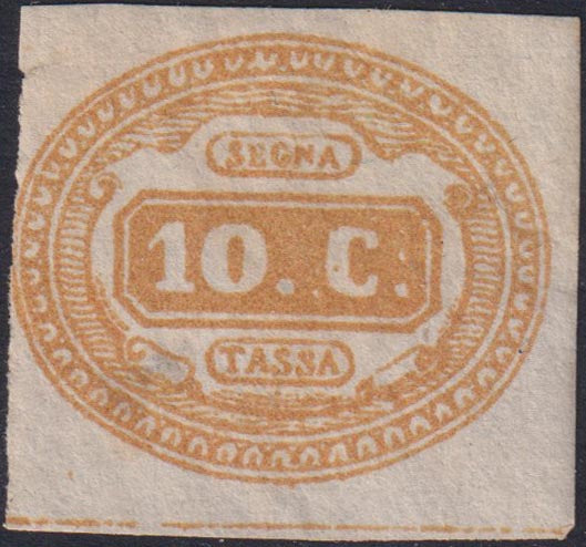 F14-99 - 1863 - Tax postmark, oval with value in the center and horizontal writing, c. 10 new ocher with eraser (1a).