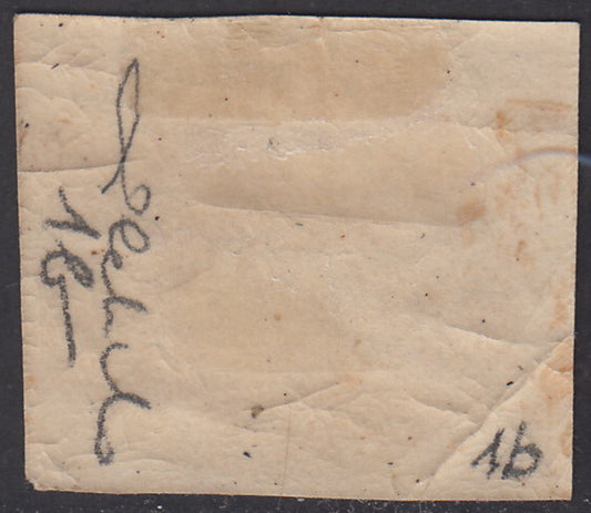 VEII20 - 1863 - Tax postmark, oval with value in the center and horizontal writings, c. 10 new orange with rubber, slight defects. (1b)