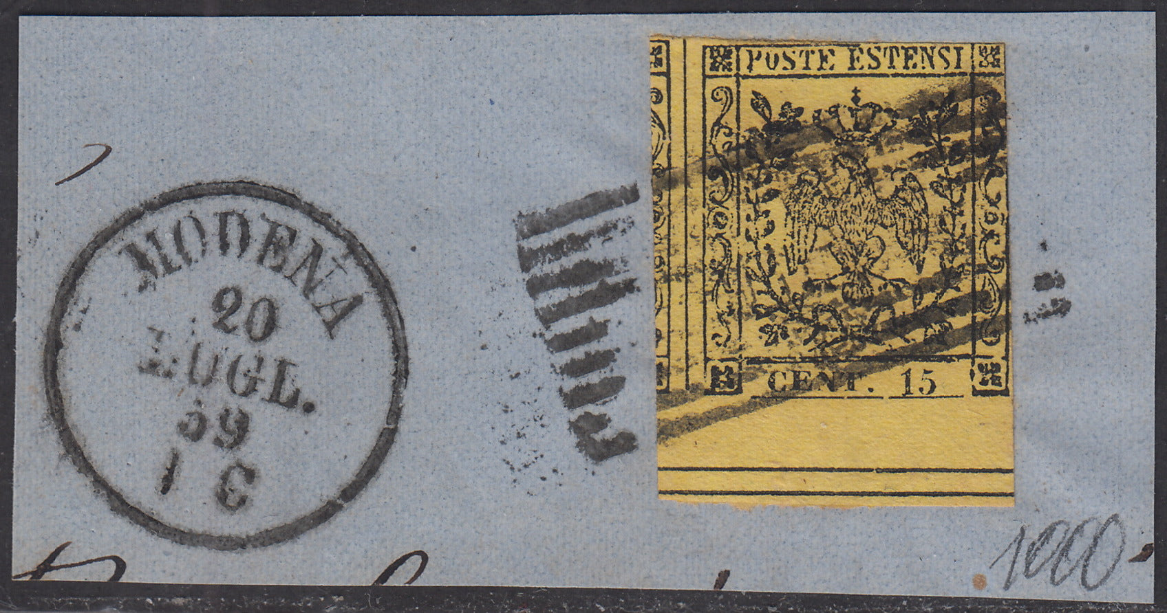 1852 - Duchy of Modena issue with dot after the figure, c. 10 new pink rubber intact (9)