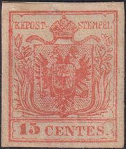 1863 - Lombardo Veneto, IV issue s.15 dark brown, used (40a)