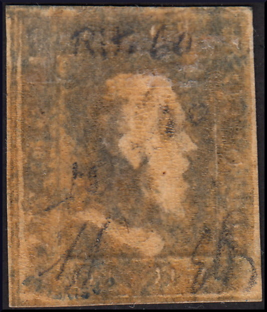 SIC19 - 1859 - 10 grana indaco carta di Napoli nuovo con gomma, posizione n. 60 RITOCCATA. (12b, ritocco 6).