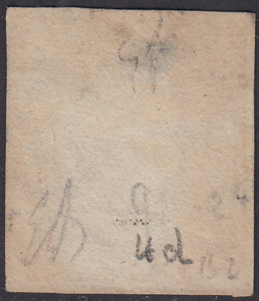 SIC161 - 1859 - 1 grano oliva II tavola carta di Napoli usato, trasparenza. (4d).