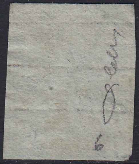 Tos146 - 1851 - Leone di Marzocco, 9 purplish brown crazie on gray paper and crown watermark used with red cancellation (8).