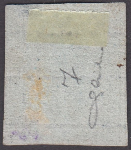 Tos146 - 1851 - Leone di Marzocco, 9 purplish brown crazie on gray paper and crown watermark used with red cancellation (8).