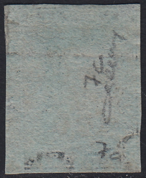 Tos146 - 1851 - Leone di Marzocco, 9 purplish brown crazie on gray paper and crown watermark used with red cancellation (8).