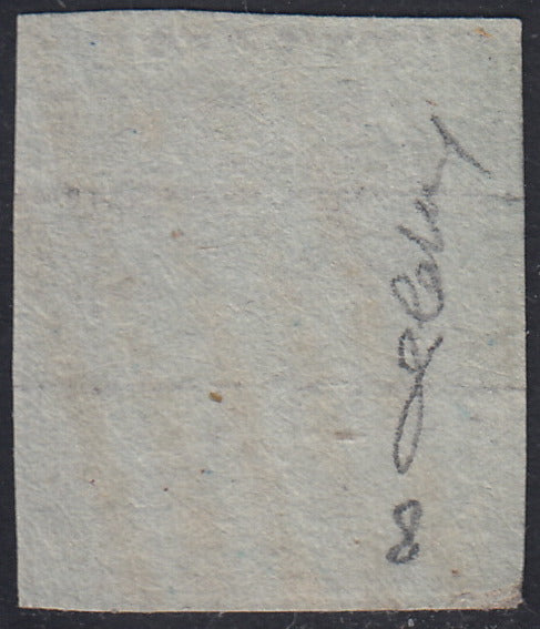 Tos146 - 1851 - Leone di Marzocco, 9 purplish brown crazie on gray paper and crown watermark used with red cancellation (8).