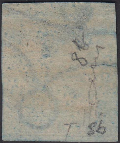 Tos146 - 1851 - Leone di Marzocco, 9 purplish brown crazie on gray paper and crown watermark used with red cancellation (8).