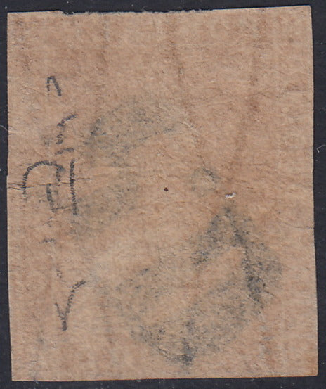 Tos146 - 1851 - Leone di Marzocco, 9 purplish brown crazie on gray paper and crown watermark used with red cancellation (8).