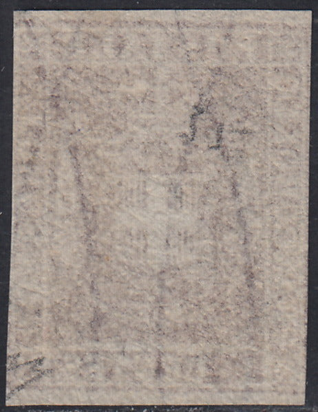 Tos146 - 1851 - Leone di Marzocco, 9 purplish brown crazie on gray paper and crown watermark used with red cancellation (8).