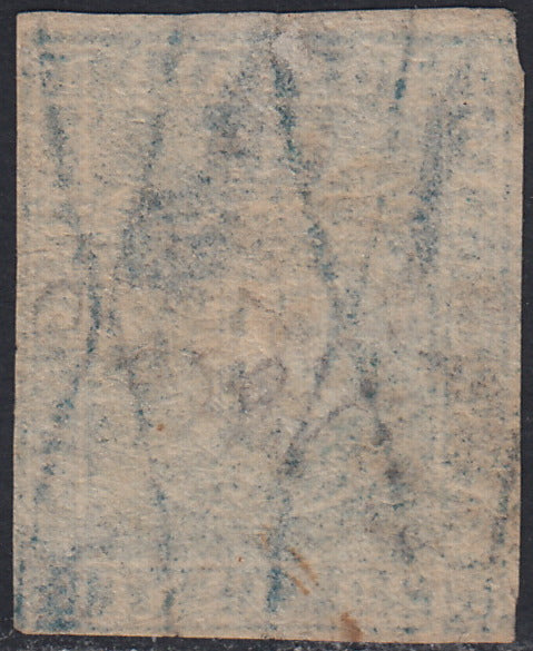 Tos146 - 1851 - Leone di Marzocco, 9 purplish brown crazie on gray paper and crown watermark used with red cancellation (8).