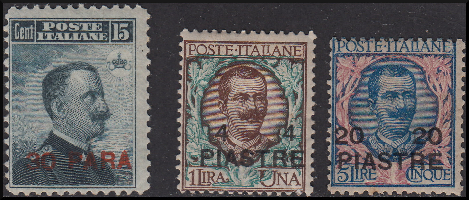 PPP90 - 1908 - Terza emissione locale, serie dei tre valori soprastampati nuova con gomma originale (15/17).
