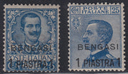 LevBengasi5 - 1901/11 - I due esemplari soprastampati "Bengasi" e nuovo valore nuovi con gomma originale (1, 2).