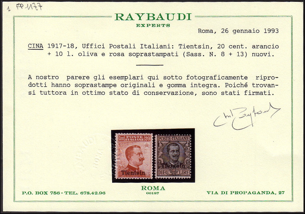 PP1178 - 1917/18 - Soprastampa di Torino, L. 10 oliva e rosa nuovo con gomma originale integra (13).