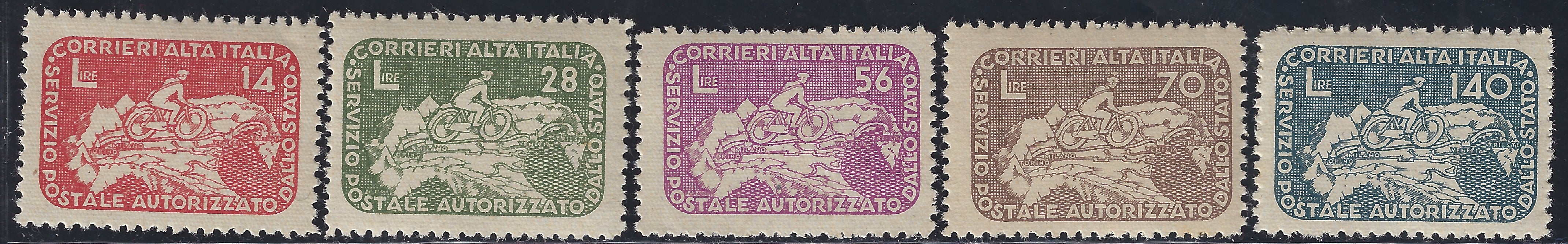 F2-148 - Emissioni CORALIT, terza serie dentellata di cinque valori (8/12) nuova integra **