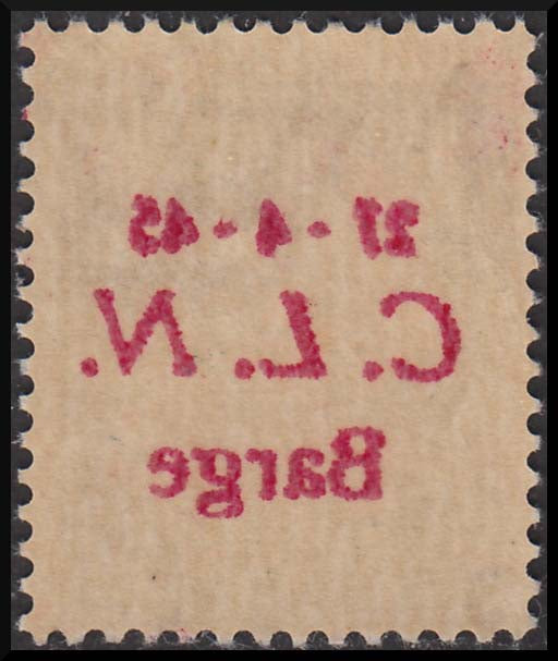 CLN86 - 1945 Monuments Destroyed c. 10 brown with CLN Savona overprint in red, "small dot after C" variety, new intact (2db)