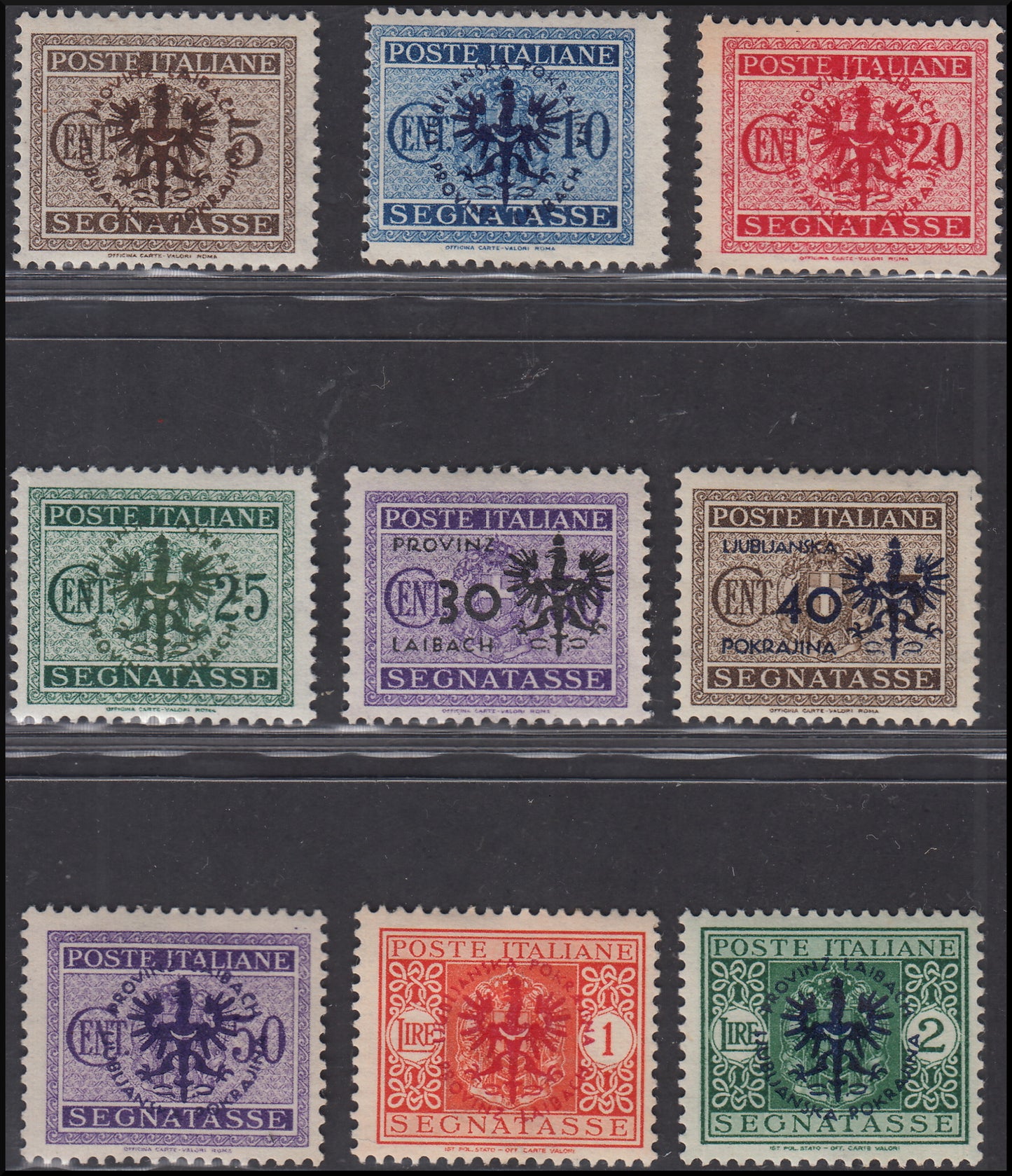 LubT13 - German occupation of Ljubljana, Air Mail series of 8 values ​​new intact (A1/8)