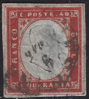 1855 - Sardinia IV issue c. 20 very dark ultramarine (15i) used.