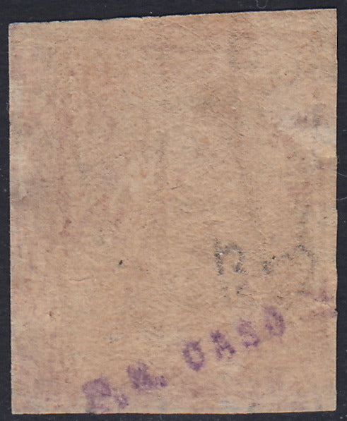 T99 - 1851 - Leone di Marzocco, 60 dark scarlet crazie on gray paper and crown watermark, used (9)