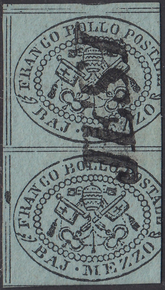 1852 - Papal State I issue 50 used blue baj (10)