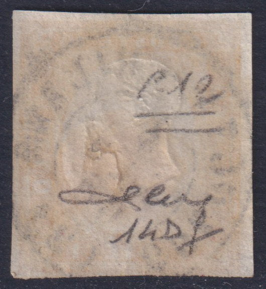 Sard508 - 1862 - IV emissione c. 10 bistro arancio Ii tavola usato con il raro ambulante Bologna - Milano (2) 4/2/63 (14Df, p.ti 12).