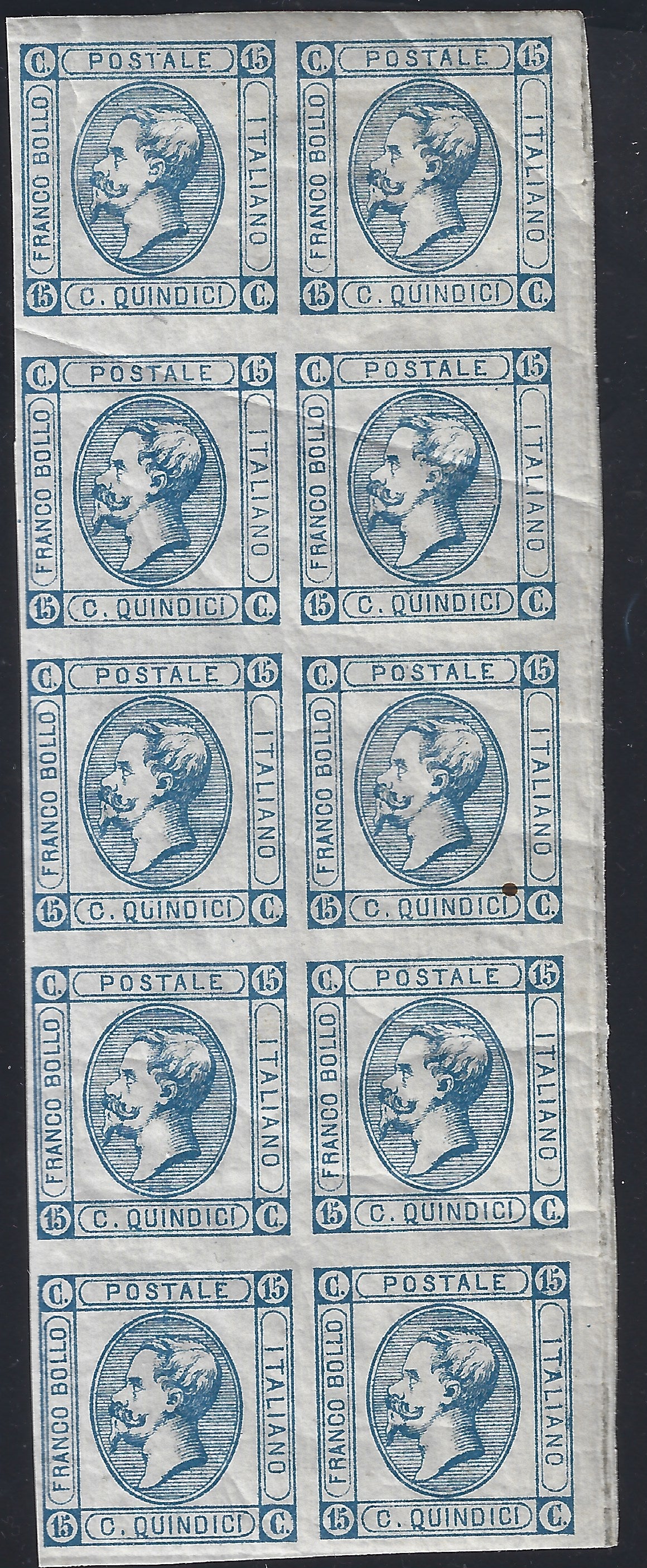 1862 - Effigy of Vittorio Emanuele II facing right, c. 20 light blue comb-pierced, used (2e)
